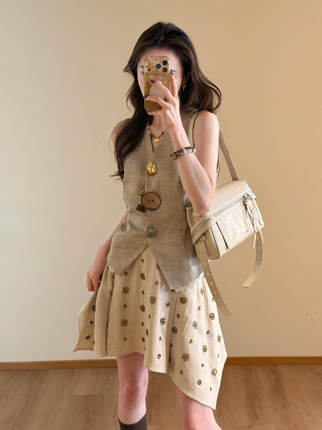 Vintage vest and floral skirt set